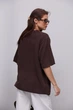 В'язана кофта oversize з коротким рукавом - коричневий цвет, ONE SIZE (є розміри) - зображення 2