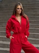 Оверсайз брючный теплый комбинезон на молнии с длинным рукавом ISSA PLUS SA-676 L/XL красный (issa2007682860548) - изображение 4