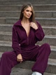 Оверсайз брючный теплый комбинезон на молнии с длинным рукавом ISSA PLUS SA-676 L/XL темно-бордовый (issa2007682860555) - изображение 4