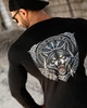 Мужской лонгслив на флисе Wolf Black утеплённый с принтом волка для осени и зимы XXL - изображение 7