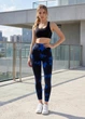 Мраморные пуш ап лосины женские с высокой посадкой Push Up Tie-Dye черно-синие S (M70174RK) - изображение 4