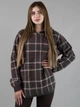 Женское худи из альпаки коричневое в клетку с капюшоном one size (263279) - изображение 1