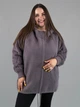 Женская кофта батал из альпаки лиловая с фактурным рукавом (263400) One size - изображение 5