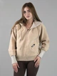 Жіноча демісезонна кофта з альпаки бежева з капюшоном one size (8851) - зображення 2