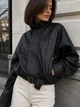 Куртка женская Lady Yep 30505 из экокожи оверсайз бомбер со скрытым ремнем M черная - изображение 1