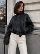 Куртка женская Lady Yep 30505 из экокожи оверсайз бомбер со скрытым ремнем L черная - изображение 7
