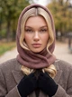 Женский капор Wool с экомеха на кнопках коричневый (шоколад) - изображение 1