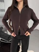 Кофта жіноча на блискавці з в'язаного трикотажу One size Коричнева (2503) - зображення 3