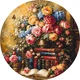 Кругла картина за номерами Ø50 см Квіти. Книжкова полиця з трояндами (коло) Орігамі - зображення 2