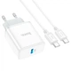 Мережевий зарядний пристрій з кабелем HOCO C104A Stage single port PD20W charger set (Type-C to Type-C) (EU) White - зображення 6