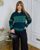 Свитер женский теплый с этническим орнаментом изумрудного цвета 39424 One Size - изображение 2