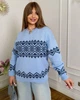 Свитер женский теплый с этническим орнаментом голубого цвета 39426 One Size - изображение 2