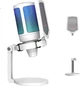Микрофон FIFINE, USB, для компьютера, игр, прямых трансляций и записи, с RGB-подсветкой, шумоподавлением для мобильного видео, профессиональный микрофон для ноутбука и настольного компьютера, формат A6, белый. - изображение 3
