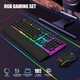 Игровой набор (клавиатура и мышь) RedThunder K10 черный настоящая RGB-подсветка 7200 DPI QWERTY UK Layout с подставкой для запястий - Уценка - изображение 2