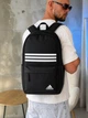 Рюкзак Adidas черный с фирменными полосками, городской, спортивный, с карманами на молнии - изображение 8
