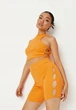 Легинсы-велосипедки Missguided H98857R S оранжевого цвета с вырезами и тканью в рубчик размер 8 (UK) / 36 (EU) для спорта и повседневного ношения - изображение 1