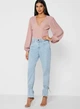 Боді Missguided Tw631239 жіноче блідо-рожевий з об'ємними рукавами глибоким V-подібним вирізом та декоративними ґудзиками розмір 6 (34) - зображення 4