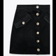Юбка мини Zara бархатная черная размер XL с высокой посадкой и декоративными золотистыми пуговицами по бокам женская одежда - изображение 3