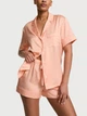 Сатиновая пижама Victoria's Secret Signature Satin Short Pajama Set - Персиковый -S - изображение 4