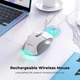 Компьютерная мышь Meetion беспроводная 2.4G + Bluetooth игровая 800–2400 dpi 7 кнопок RGB бело-серая (BTM001) - изображение 6