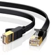 Сетевой кабель UGREEN NW106 5 м Cat 7 RJ45 на RJ45 до 10 Гбит/с полоса 600 МГц экранирование U/FTP плоский поддержка PoE проводники из чистой меди T568B на обоих концах 32 AWG черный (11263) - изображение 1