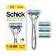 Станок для бритья мужской Schick Quattro Titanium 4 лезвия 1 ручка и 4 сменные картриджи - изображение 1