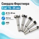 Набор сверл Форстнера 5 шт. 15-35 мм, цилиндрические, по дереву, HSS сталь для точных отверстий 670447 - изображение 1
