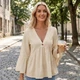 Жіноча блуза вільного крою BantyBlouse, бежева, розмір S-M - зображення 3