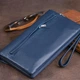 Жіночий клатч ST Leather для карт з натуральної шкіри темно-синій великий на кнопці з ремінцем 19х9 5х2 5 см 56535 - зображення 10
