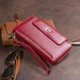 Гаманець жіночий ST Leather для карт з натуральної шкіри великий клатч горизонтальний на кнопці та блискавці бордовий 56494 - зображення 9