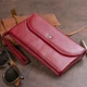 Женский клатч ST Leather для карт из натуральной кожи бордовый большой на кнопке с ремешком 19х9 5х2 5 см 56536 - изображение 9