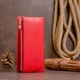 Женский вертикальный для карт кошелек ST Leather из натуральной кожи красный на кнопке 56485 - изображение 7