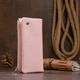 Женский вертикальный для карт кошелек ST Leather из натуральной кожи розовый на кнопке 56484 - изображение 6
