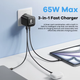 Зарядное устройство с выдвижным кабелем Type-C Asometech USB-A, USB-C 65W - изображение 3