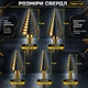 Набор конусообразных ступенчатых сверл HT410 5 шт в металлическом кейсе - изображение 2