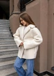 Женская зимняя дубленка двусторонняя UF-Fashion Д-370 42 светло-бежевый - изображение 4