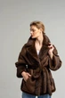 Зимняя женская двусторонняя дубленка-шуба UF-Fashion N88V 40 шоколадный - изображение 7