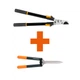Набір Fiskars: Гілкоріз площинний телескопічний Fiskars Solid L13 + Ножиці для кущів Solid HS21 - зображення 1