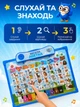 Детская игровая доска 2 в 1 интерактивная для детей магнитная учебная развивающая музыкальная для рисования изучение букв цифр украинского алфавита букв слов обучение развитию логики моторики памяти чтения со звуками светом от 2 лет синяя (SK 0020) - изображение 3