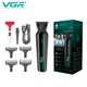 Триммер аккумуляторный VGR V-930 GREEN для бороды, усов и волос, машинка для стрижки окантовочная, 4 насадки, LED дисплей - изображение 6