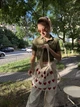 Сумка-шопер в'язана текстильна з сердечками бежева багаторазова екоторба на плече 35×31×29 см - зображення 6