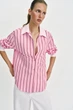 Поплінова сорочка у смужку оверсайз Zara 3564/080 XL Рожева (03564080046XL) - изображение 1