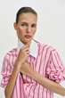 Поплінова сорочка у смужку оверсайз Zara 3564/080 XL Рожева (03564080046XL) - изображение 3