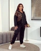 Жіночий велюровий костюм з кофтою на блискавці зі стразами та анімалістичним принтом і штанами ELFBERG VM-322 48-50 Чорно-Леопардовий (2000001034255) - зображення 2