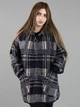 Женская кофта из альпаки черная в клетку с капюшоном one size (2631273) - изображение 1