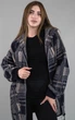 Женская кофта из альпаки черная в клетку с капюшоном one size (2631273) - изображение 2