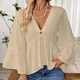 Жіноча блузка А-силуету з рукавами-дзвонами BantyBlouse, бежева, розмір M-L - зображення 3