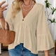 Жіноча блузка А-силуету з рукавами-дзвонами BantyBlouse, бежева, розмір M-L - зображення 6