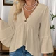Жіноча блузка А-силуету з рукавами-дзвонами BantyBlouse, бежева, розмір M-L - зображення 7