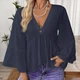 Жіноча блузка А-силуету з рукавами-дзвонами BantyBlouse, синя, розмір S-M - зображення 3